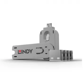 Lindy USB prievadų blokatorius 4 vnt. spalva balta
