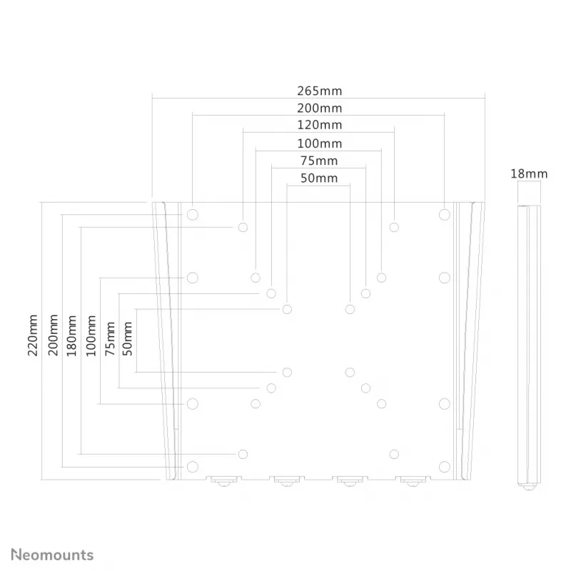 Neomounts FPMA-W110BLACK TV sieninis laikiklis 10-40 colių – itin plokščias