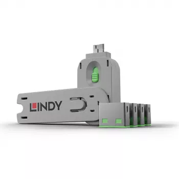 Lindy USB prievado blokatorius, 4 vnt. rinkinys, žalios spalvos kodas