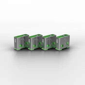 Lindy USB prievado blokatorius, 4 vnt. rinkinys, žalios spalvos kodas