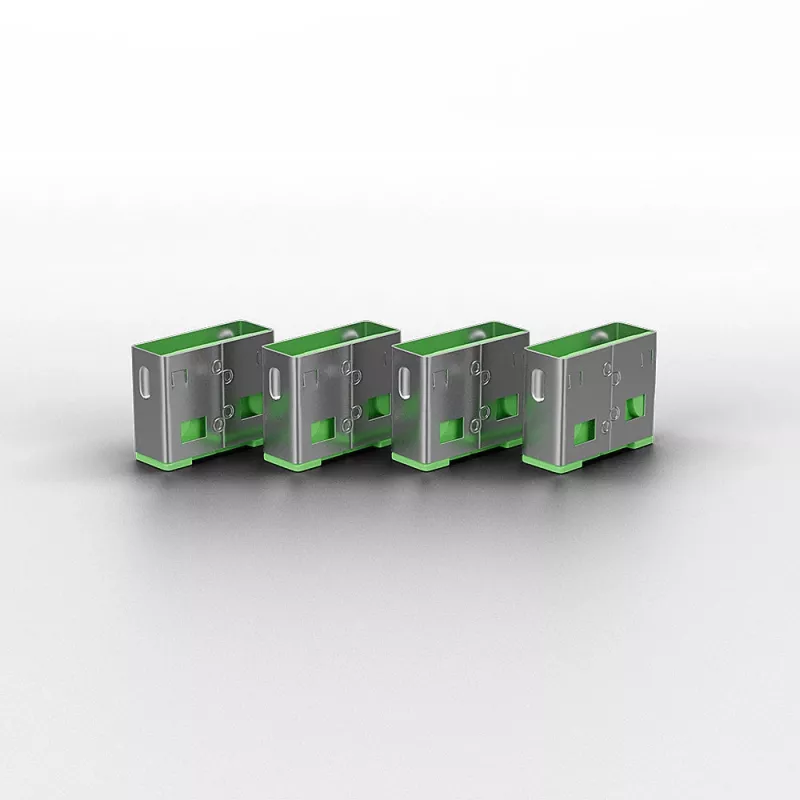 Lindy USB prievado blokatorius, 4 vnt. rinkinys, žalios spalvos kodas
