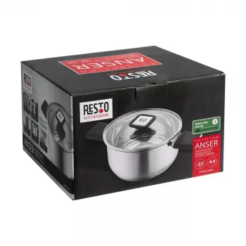 Resto Kitchenware Anser 4.4 L apvalus juodas nerūdijančio plieno puodas
