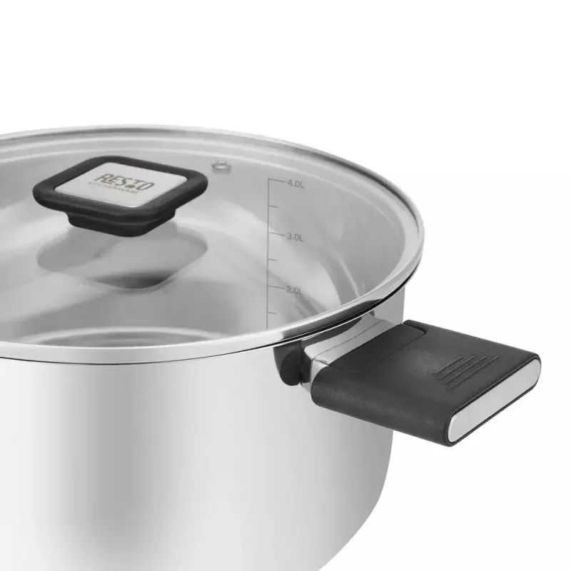 Resto Kitchenware Anser 4.4 L apvalus juodas nerūdijančio plieno puodas