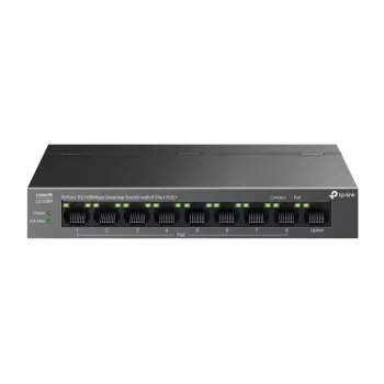 TP-Link LiteWave LS109P tinklo jungiklis, nevaldomas Fast Ethernet (10/100), PoE, juodas