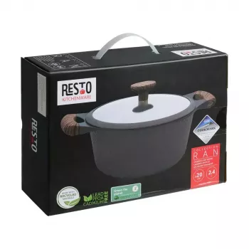 Resto Kitchenware Ran 2,4 L apvalus juodas medinis puodas