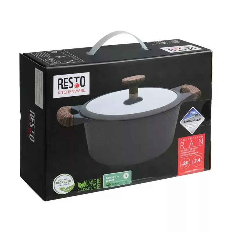Resto Kitchenware Ran 2,4 L apvalus juodas medinis puodas