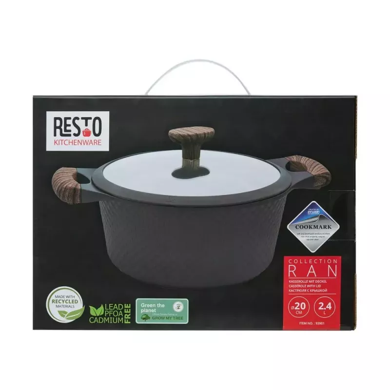 Resto Kitchenware Ran 2,4 L apvalus juodas medinis puodas