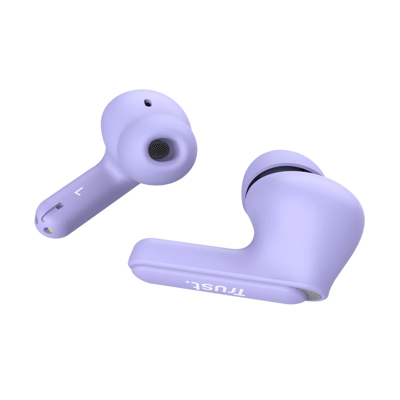 Trust Yavi tikri belaidžiai stereo ausinės (TWS) į ausį skambučiams/muzikai USB-C Bluetooth violetinės