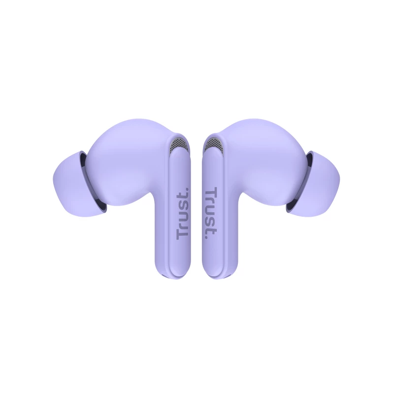 Trust Yavi tikri belaidžiai stereo ausinės (TWS) į ausį skambučiams/muzikai USB-C Bluetooth violetinės