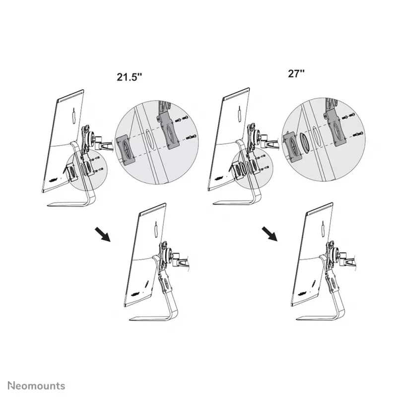 Neomounts FPMA-VESAMAC2127 iMac VESA adapter, sidabrinis, plienas, 15 kg, 100 x 100, 75 x 75 mm, 730 g