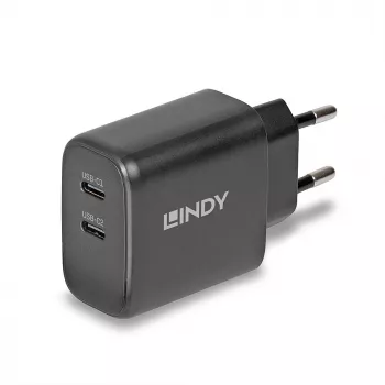 Lindy 65W USB 2 x Type C GaN įkroviklis 73438