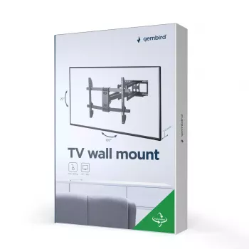 Gembird WM-80ST-02 sieninis TV laikiklis – fiksuotas/pakreipiamas, 37–80 colių, VESA iki 600x400, 60 kg, juodas
