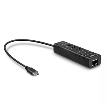 USB Hub Lindy USB 3.2 tipo C šakotuvas ir Gigabit Ethernet keitiklis