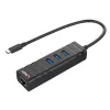 USB Hub Lindy USB 3.2 tipo C šakotuvas ir Gigabit Ethernet keitiklis