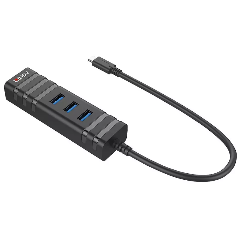 USB Hub Lindy USB 3.2 tipo C šakotuvas ir Gigabit Ethernet keitiklis