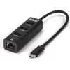 CLUB3D CSV-1549 USB-C stotelė su 3 USB-A prievadais ir Gigabit Ethernet, juoda