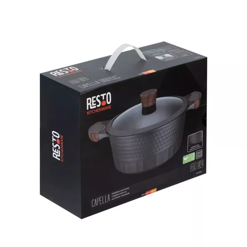 Resto Kitchenware Capella keptuvė 4,6 L apvali juoda mediena