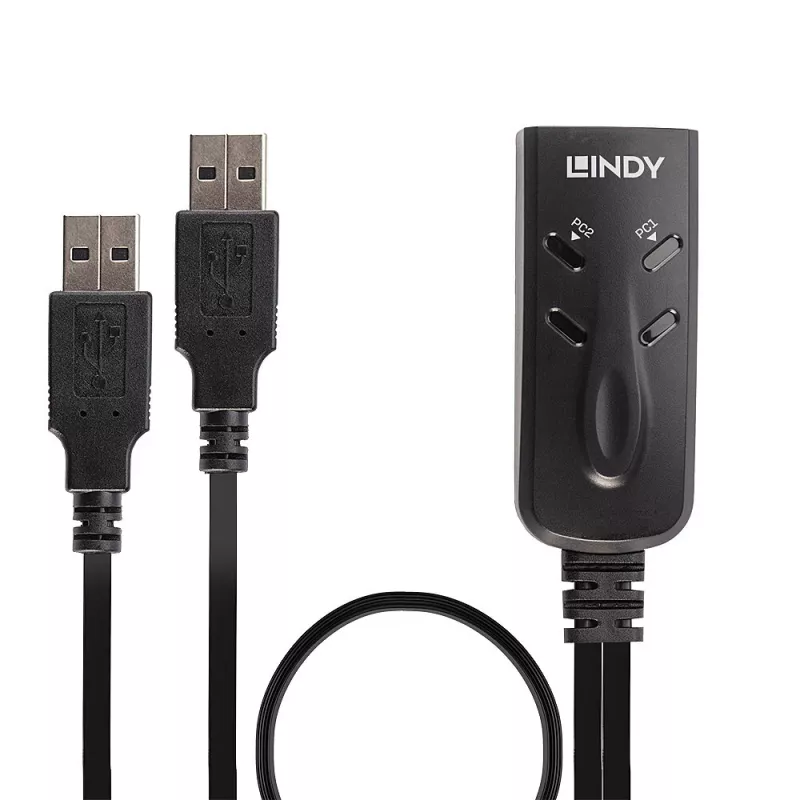 Lindy 2 prievadų USB klaviatūros ir pelės jungiklis