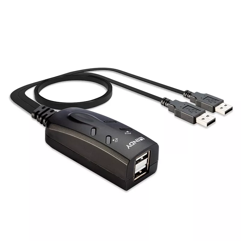 Lindy 2 prievadų USB klaviatūros ir pelės jungiklis