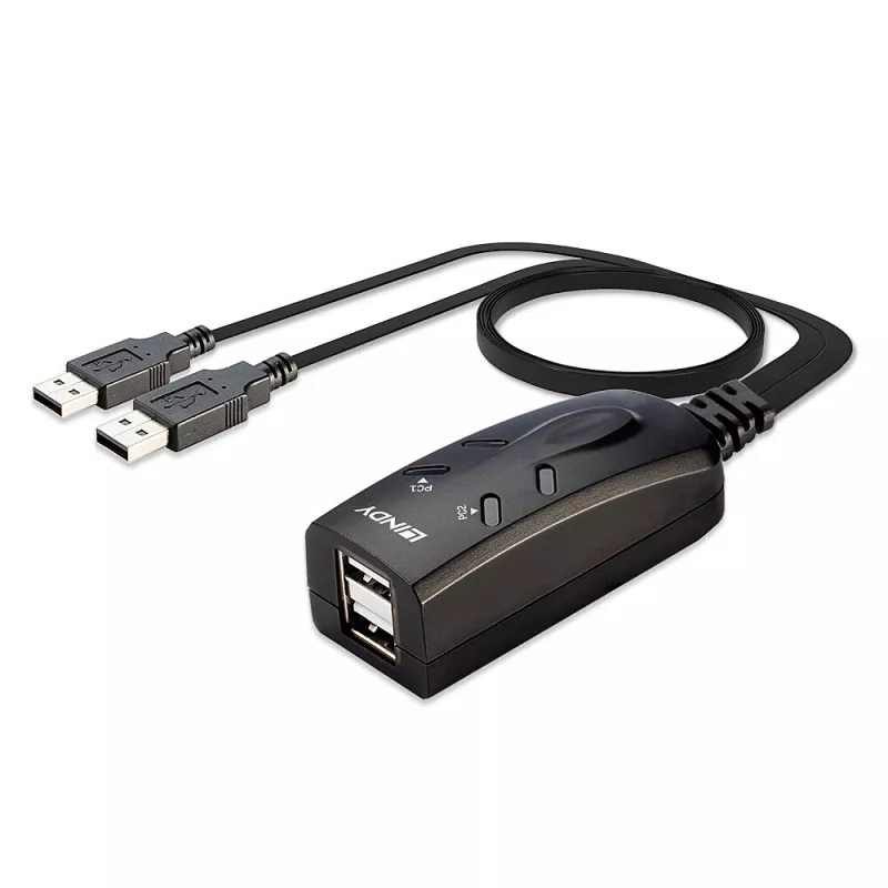 Lindy 2 prievadų USB klaviatūros ir pelės jungiklis