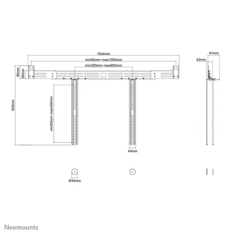 Neomounts AWL29-750BL1 Laikiklis vaizdo juostai / garso juostai VESA - iki 10 kg - universalus