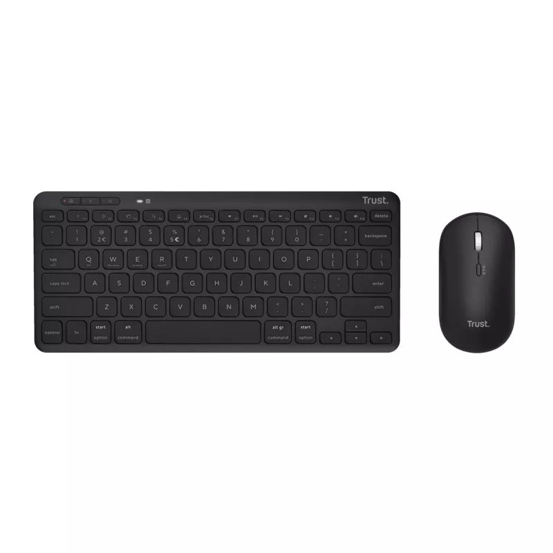 Trust Lyra klaviatūra ir pelė su RF belaidžiu ryšiu ir Bluetooth, QWERTY išdėstymas, juoda