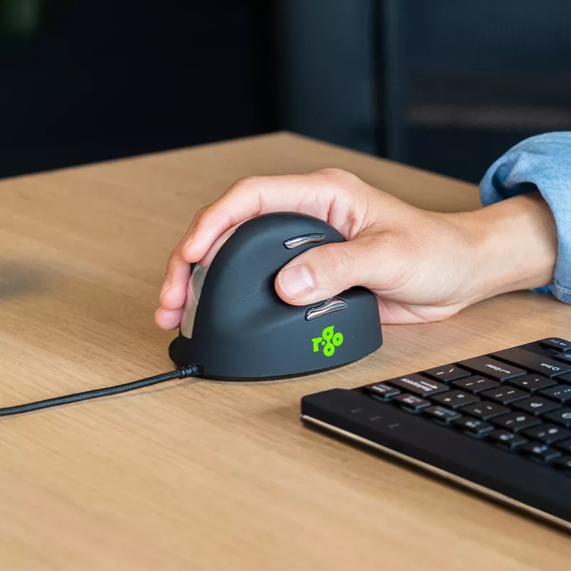 R-Go Tools ergonominė pelė R-Go HE Break su pertraukų programine įranga, vidutinė (tinka 165-185 mm rankai), dešinei rankai, laidinė, juoda