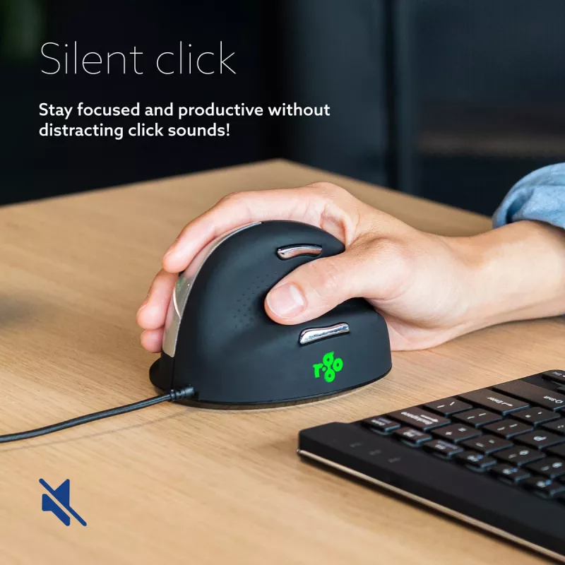 R-Go Tools ergonominė pelė R-Go HE Break su pertraukų programine įranga, vidutinė (tinka 165-185 mm rankai), dešinei rankai, laidinė, juoda