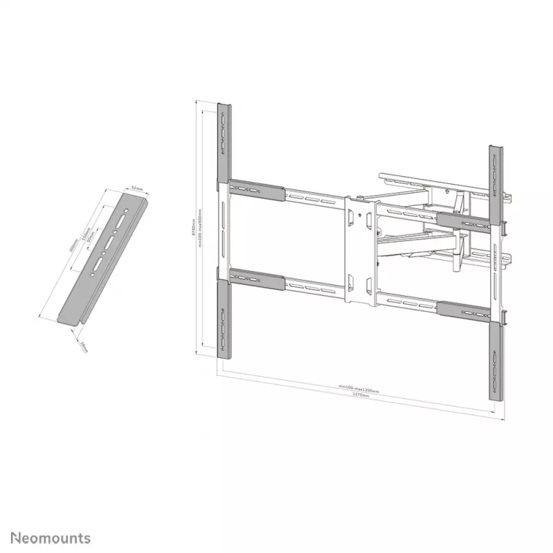 Neomounts AWLS-950BL1 VESA prailginimo rinkinys 55-110 colių - maks. 125 kg
