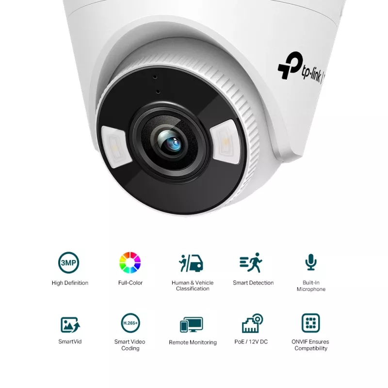 TP-Link VIGI C430 kupolinė IP stebėjimo kamera, vidaus ir lauko, 3 MP, 2304 × 1296 pikseliai, montavimas prie lubų