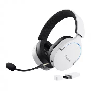 Ausinės Trust GXT 491W FAYZO laidinės ir belaidės, ant ausų, žaidimams, USB Type-C, Bluetooth, juodos, baltos