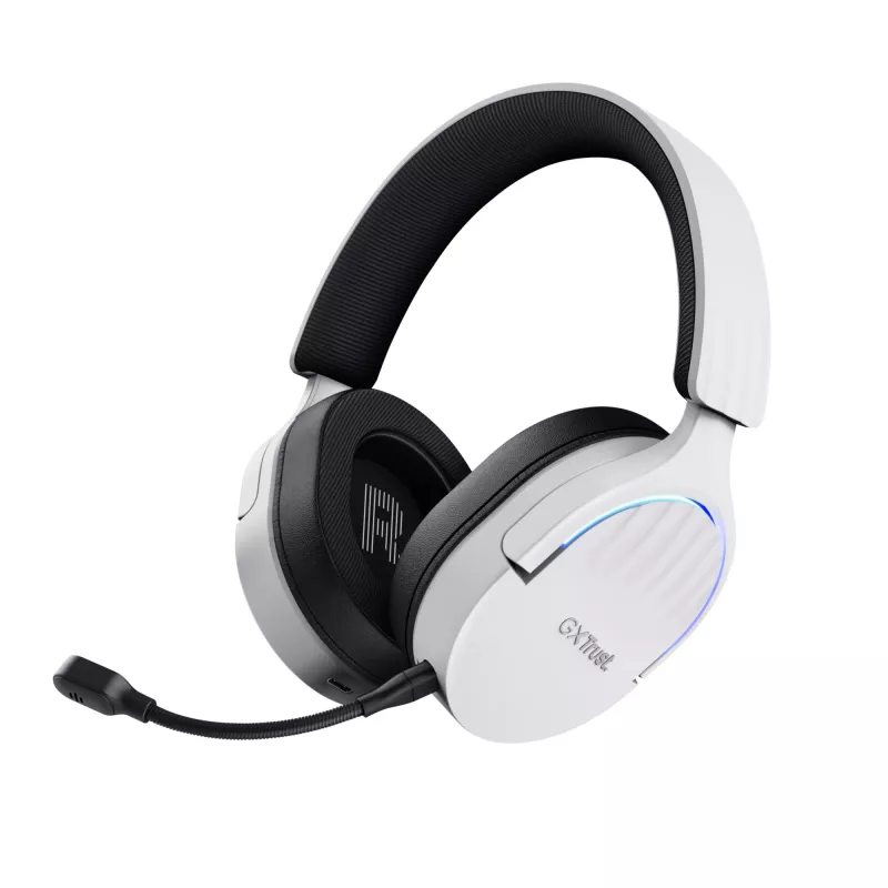 Ausinės Trust GXT 491W FAYZO laidinės ir belaidės, ant ausų, žaidimams, USB Type-C, Bluetooth, juodos, baltos