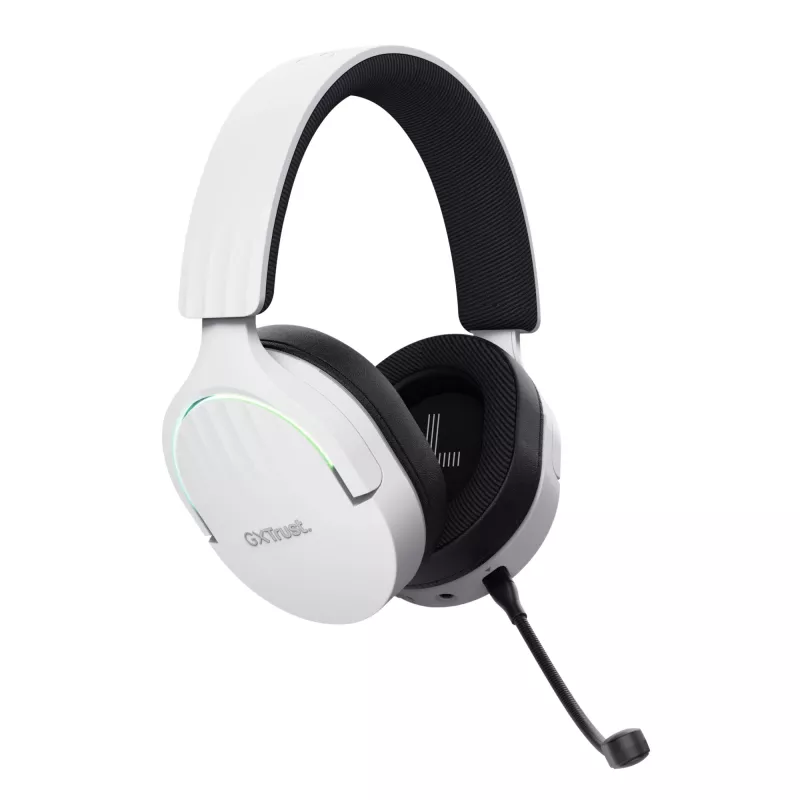 Ausinės Trust GXT 491W FAYZO laidinės ir belaidės, ant ausų, žaidimams, USB Type-C, Bluetooth, juodos, baltos