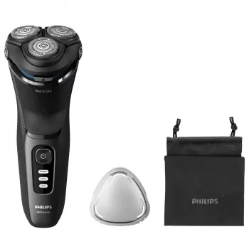 Elektrinis skustuvas Philips 3000 Series S3244/12 – 3 galvutės, šlapias ir sausas skutimas, Li‑Ion, 60 min veikimo, iššokantis apipjaustytuvas, plaunamas, juodas