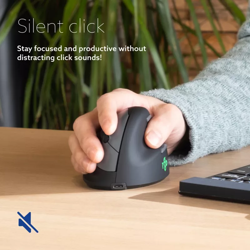 Ergonominė pelė R-Go Tools R-Go HE Break su pertraukų programine įranga, vidutinė (rankos dydis 165–185 mm), dešinei rankai, Bluetooth, juoda