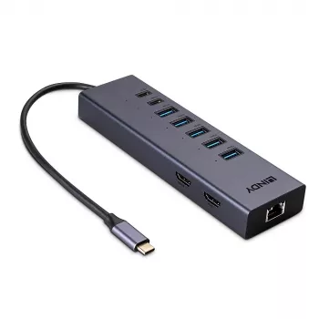 Docking stotelė Lindy DST-Mini Duo USB-C nešiojamam kompiuteriui, 2x 4K HDMI