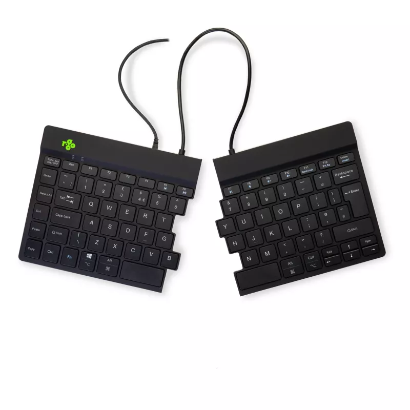 Ergonominė klaviatūra R-Go Tools Split Break v2 su pertraukų programine įranga, išskirta ergonomiška klaviatūra, QWERTY (JK), laidinė, juoda