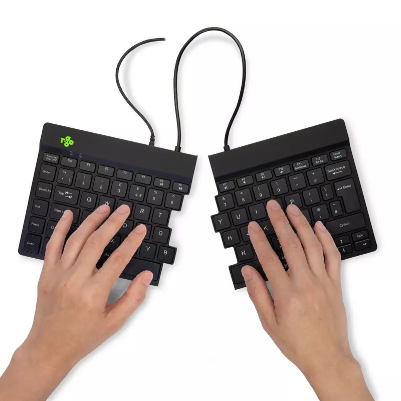 Ergonominė klaviatūra R-Go Tools Split Break v2 su pertraukų programine įranga, išskirta ergonomiška klaviatūra, QWERTY (JK), laidinė, juoda
