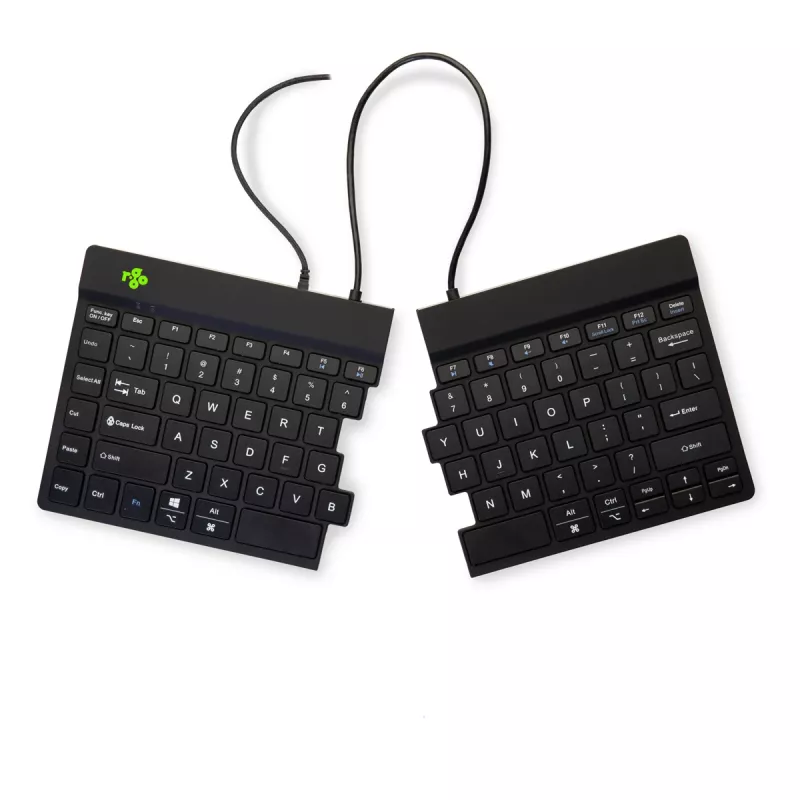 Ergonominė klaviatūra R-Go Tools Split Break v2 su pertraukų programine įranga, išskirta ergonomiška klaviatūra, QWERTY (US), laidinė, juoda