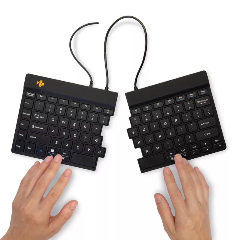 Ergonominė klaviatūra R-Go Tools Split Break v2 su pertraukų programine įranga, išskirta ergonomiška klaviatūra, QWERTY (US), laidinė, juoda
