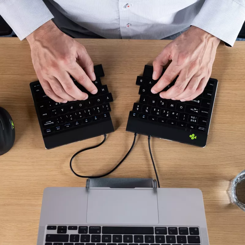 Ergonominė klaviatūra R-Go Tools Split Break v2 su pertraukų programine įranga, išskirta ergonomiška klaviatūra, QWERTY (US), laidinė, juoda
