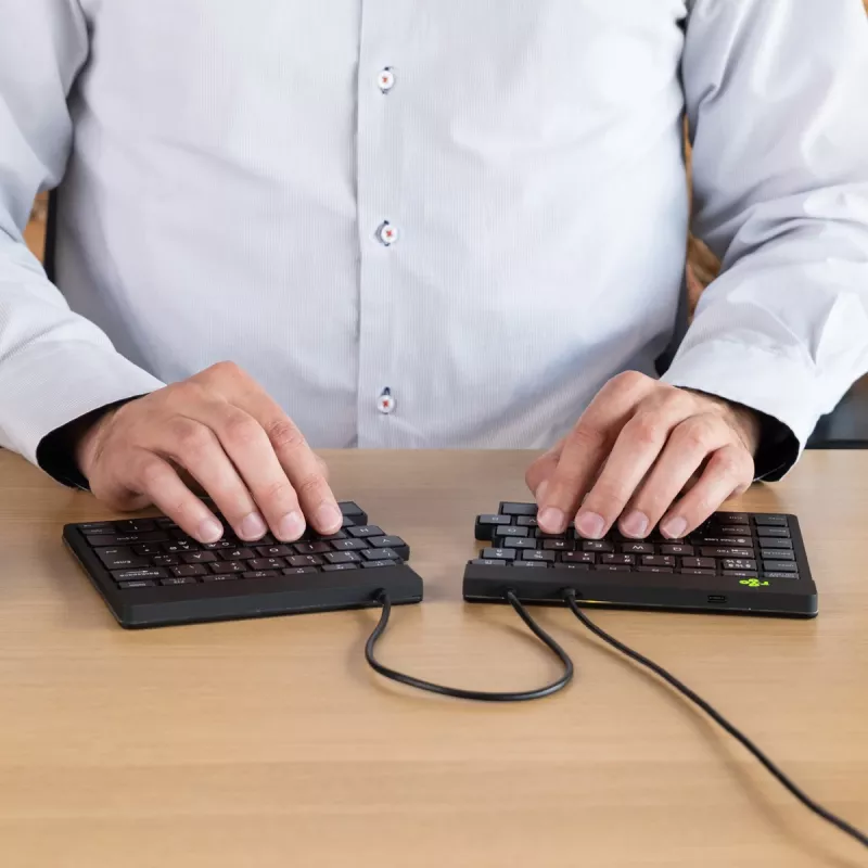 Ergonominė klaviatūra R-Go Tools Split Break v2 su pertraukų programine įranga, išskirta ergonomiška klaviatūra, QWERTY (US), laidinė, juoda