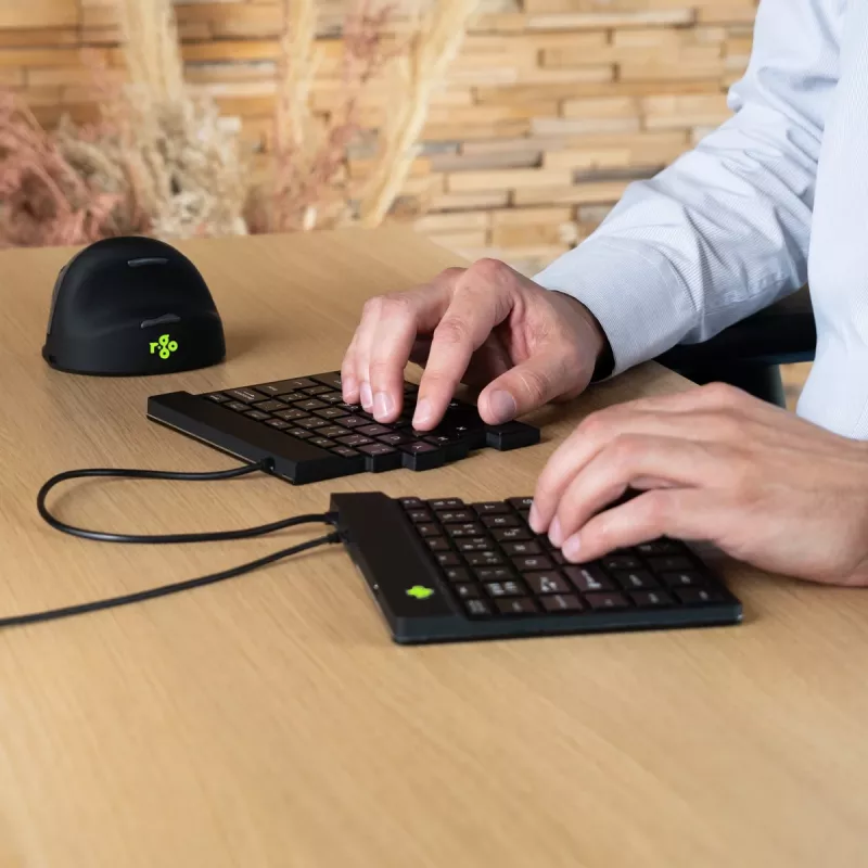 Ergonominė klaviatūra R-Go Tools Split Break v2 su pertraukų programine įranga, išskirta ergonomiška klaviatūra, QWERTY (US), laidinė, juoda