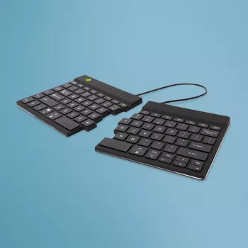 Ergonominė klaviatūra R-Go Split Break su pertraukų programine įranga, išskirta klaviatūra, QWERTY (US), Bluetooth, juoda