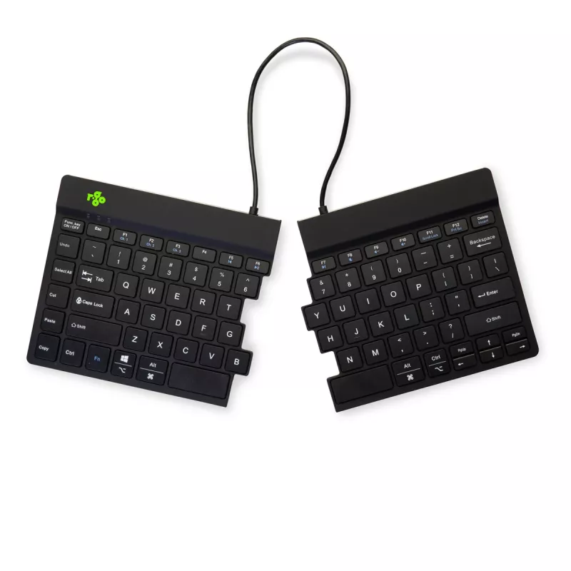 Ergonominė klaviatūra R-Go Split Break su pertraukų programine įranga, išskirta klaviatūra, QWERTY (US), Bluetooth, juoda
