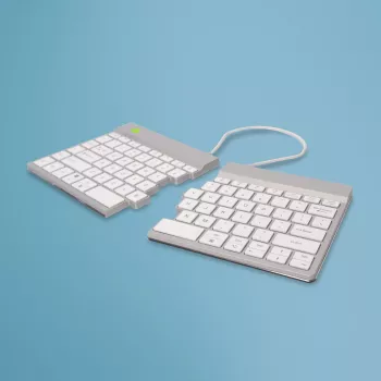 Ergonominė klaviatūra R-Go Split Break su pertraukų programine įranga, išskirstyta klaviatūra, QWERTY (US), Bluetooth, balta