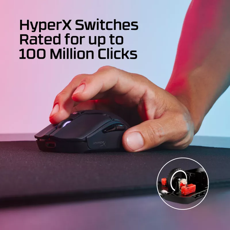 Belaidė žaidimų pelė KINGSTON HyperX Pulsefire Haste 2 Mini – ambidekstrinė, 26 000 DPI, RF/Bluetooth/USB