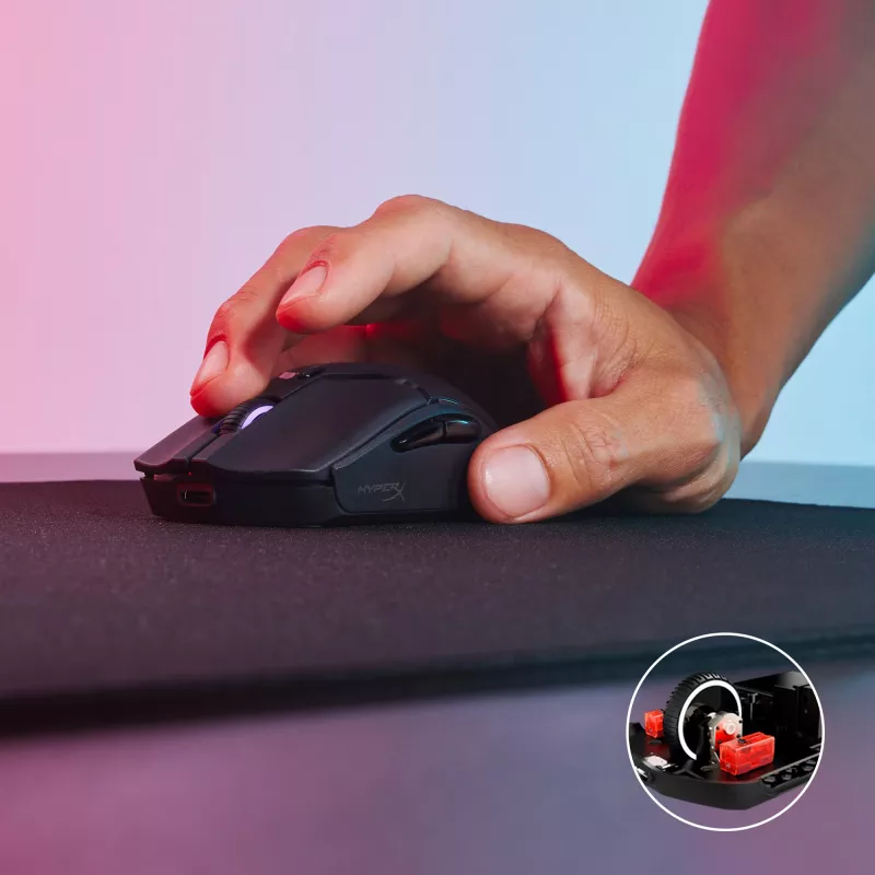 Belaidė žaidimų pelė KINGSTON HyperX Pulsefire Haste 2 Mini – ambidekstrinė, 26 000 DPI, RF/Bluetooth/USB