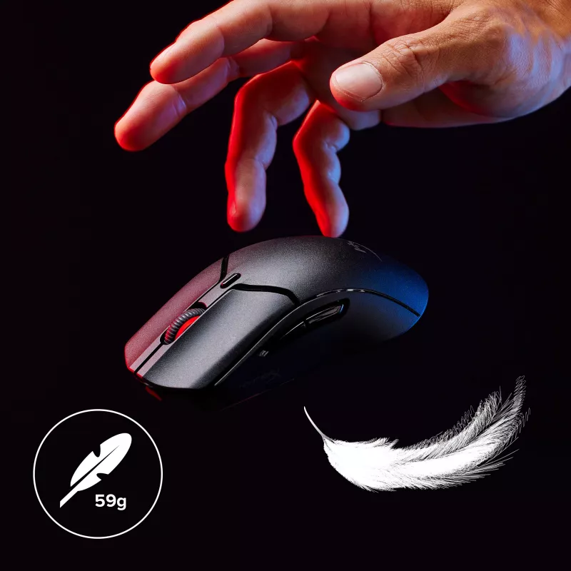 Belaidė žaidimų pelė KINGSTON HyperX Pulsefire Haste 2 Mini – ambidekstrinė, 26 000 DPI, RF/Bluetooth/USB