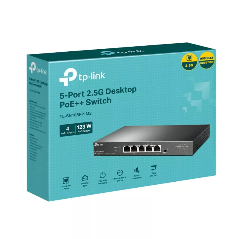 TP-Link 5 prievadų 2.5G stalinis komutatorius su 4 PoE++ prievadais